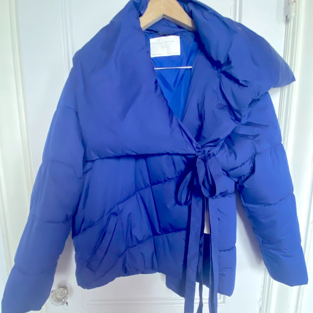 Zara Big Collar Tie Puffer Jacket